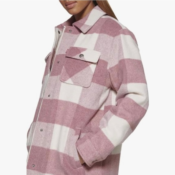 Levi's Women's Wool Blend Sherpa Lined Long Shacket - Picture 13 of 16